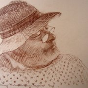 "Christer Wedman"  8" x 11,5" (21 x 29,5cm) Brown crayon on mylar 2008